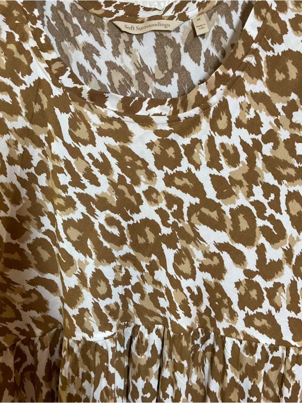 Soft‎ Surroundings Kara Tiered Maxi Dress Brown Leopard  Print Size Medium - Picture 15 of 16